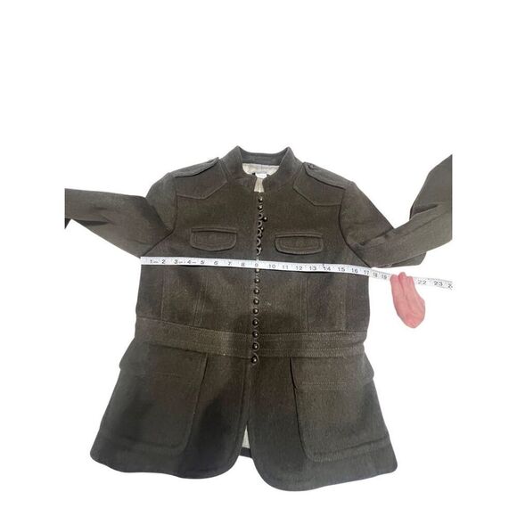 J Crew Womens Military  Sz 4 Green  Wool jacket gold/brass ball closure Lined - Picture 5 of 8